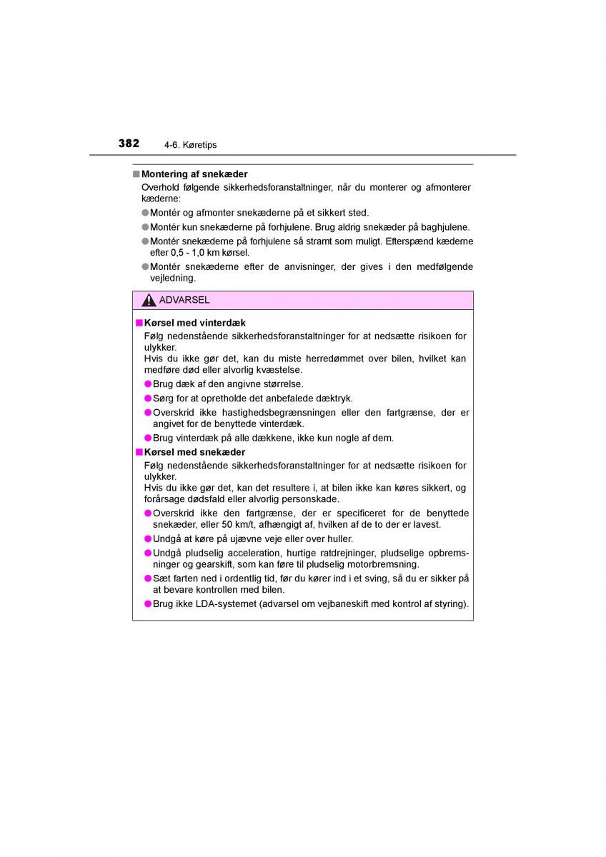 Toyota RAV4 IV 4 Bilens instruktionsbog / page 382