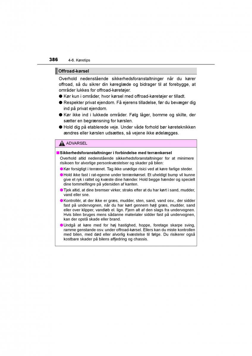 Toyota RAV4 IV 4 Bilens instruktionsbog / page 386