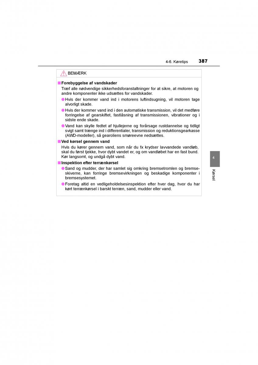 Toyota RAV4 IV 4 Bilens instruktionsbog / page 387