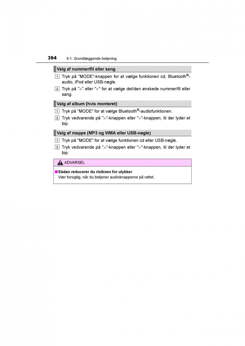 Toyota RAV4 IV 4 Bilens instruktionsbog / page 394