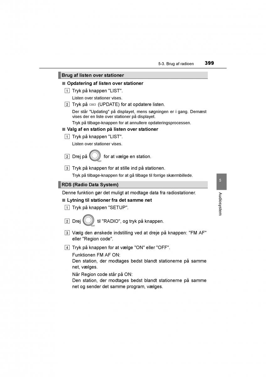 Toyota RAV4 IV 4 Bilens instruktionsbog / page 399