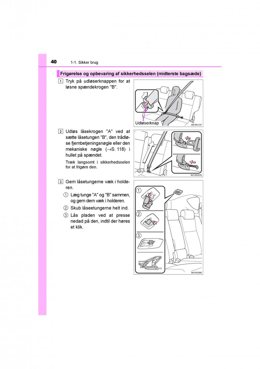 Toyota RAV4 IV 4 Bilens instruktionsbog / page 40