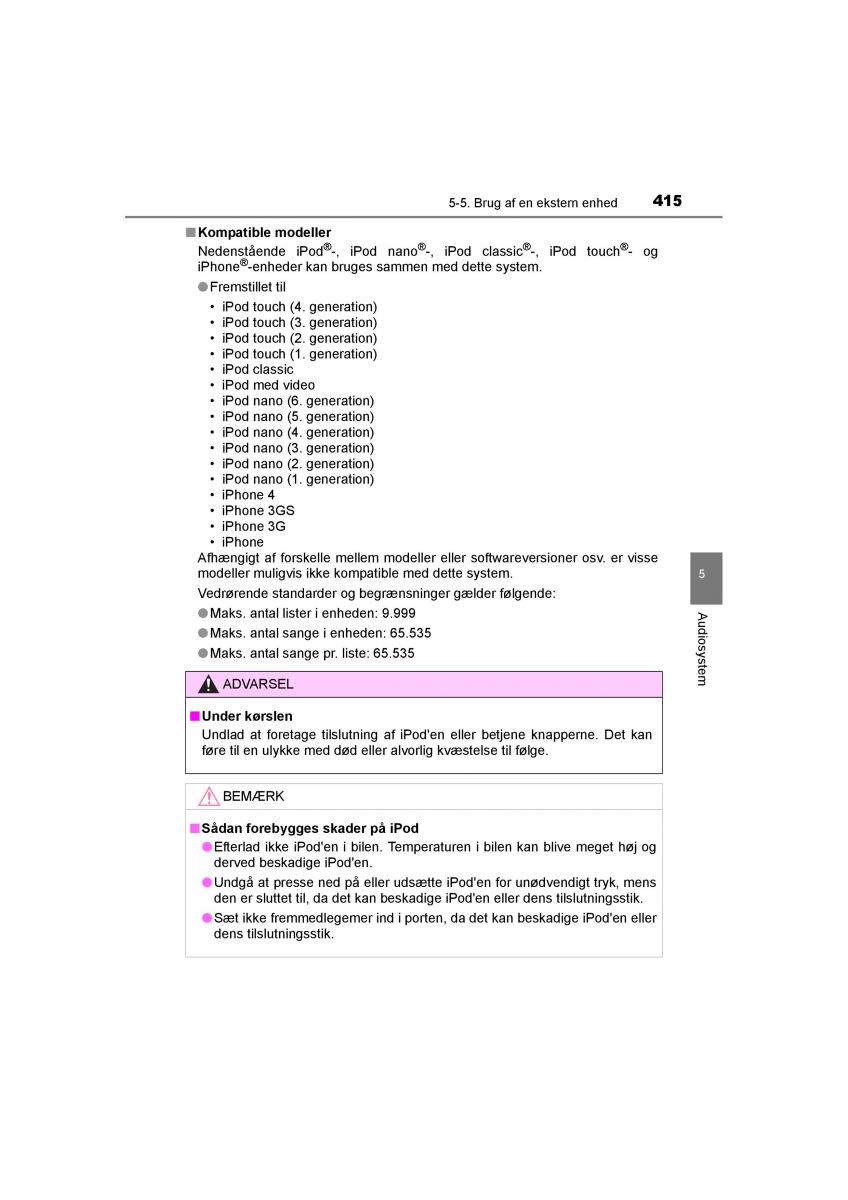 Toyota RAV4 IV 4 Bilens instruktionsbog / page 415