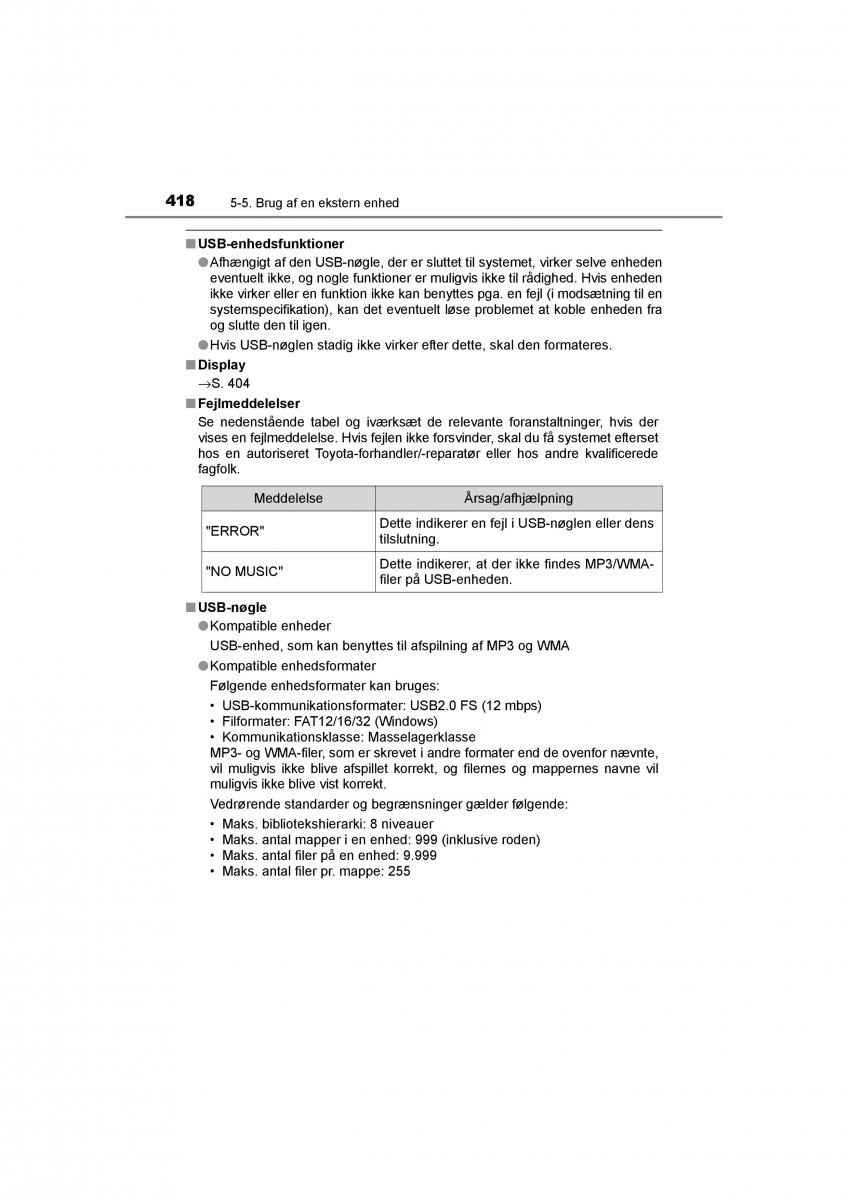 Toyota RAV4 IV 4 Bilens instruktionsbog / page 418