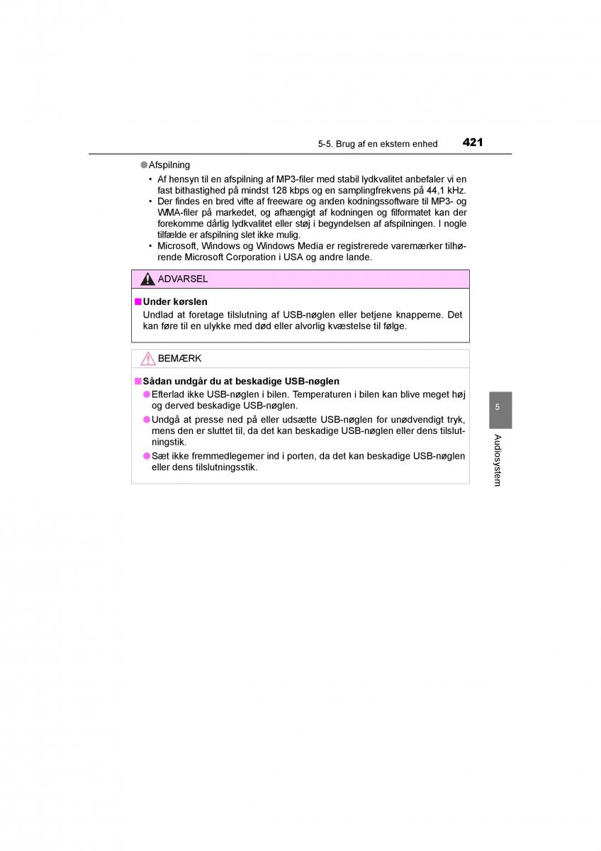 Toyota RAV4 IV 4 Bilens instruktionsbog / page 421