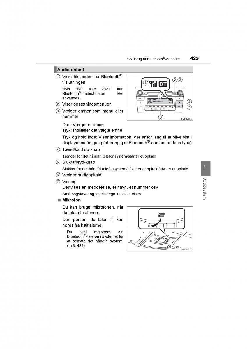 Toyota RAV4 IV 4 Bilens instruktionsbog / page 425