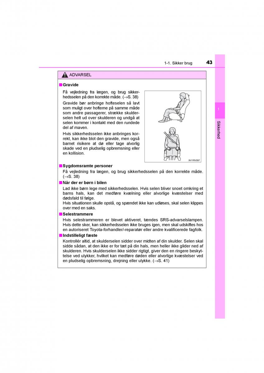 Toyota RAV4 IV 4 Bilens instruktionsbog / page 43