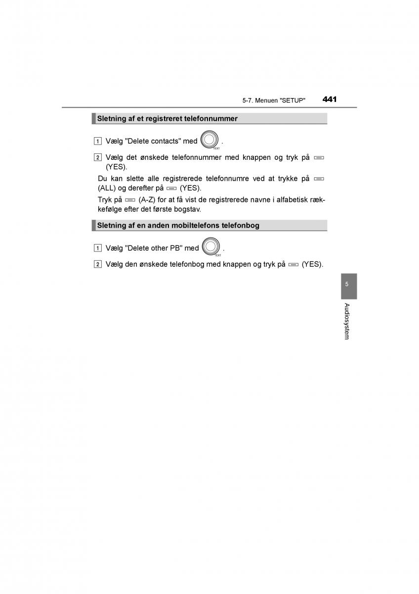 Toyota RAV4 IV 4 Bilens instruktionsbog / page 441