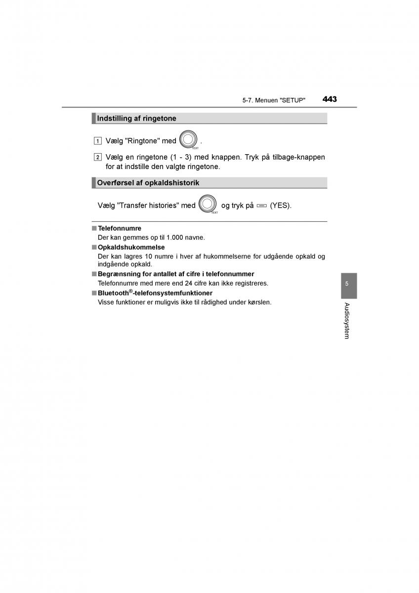 Toyota RAV4 IV 4 Bilens instruktionsbog / page 443