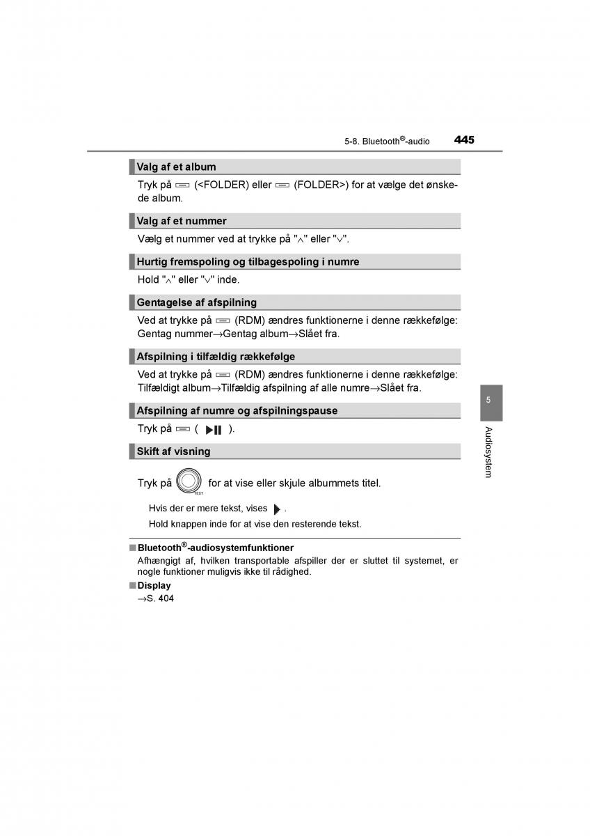 Toyota RAV4 IV 4 Bilens instruktionsbog / page 445