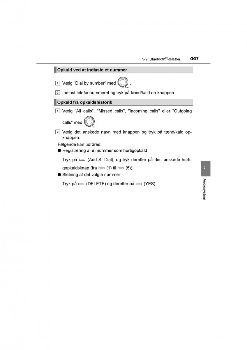 Toyota RAV4 IV 4 Bilens instruktionsbog / page 447