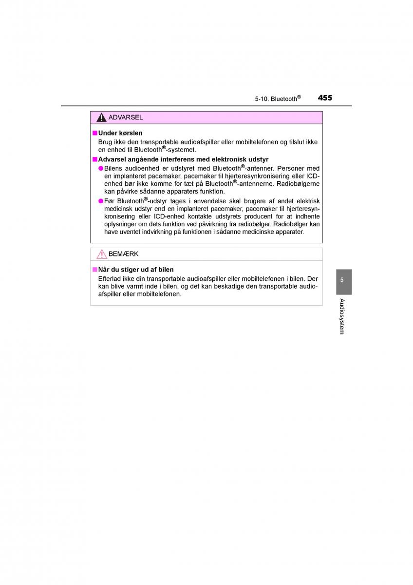 Toyota RAV4 IV 4 Bilens instruktionsbog / page 455