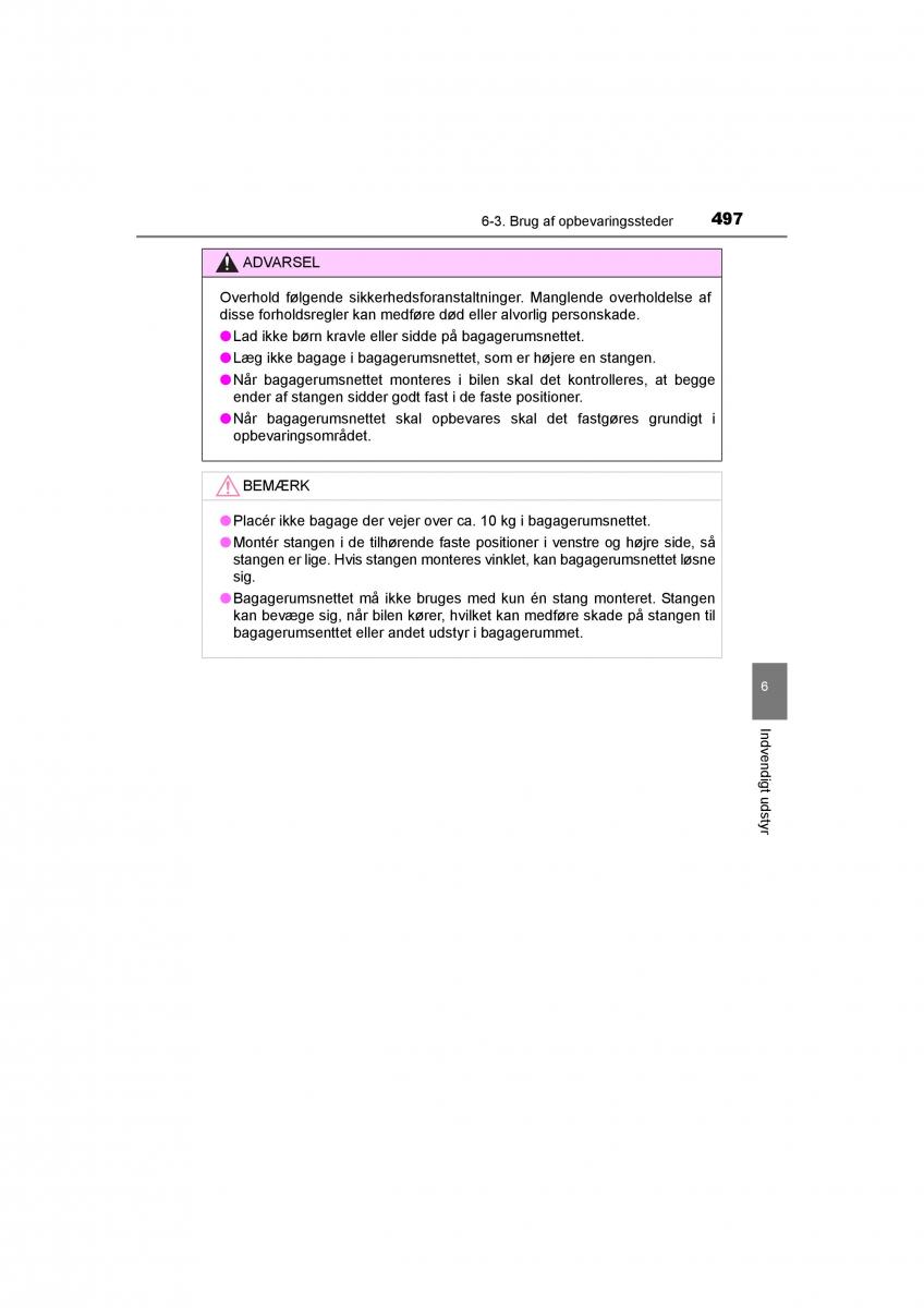 Toyota RAV4 IV 4 Bilens instruktionsbog / page 497