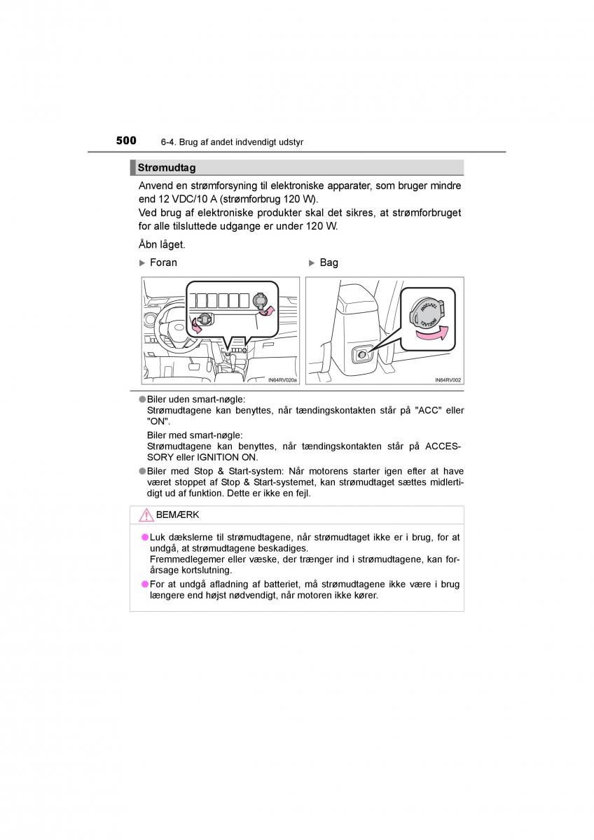 Toyota RAV4 IV 4 Bilens instruktionsbog / page 500