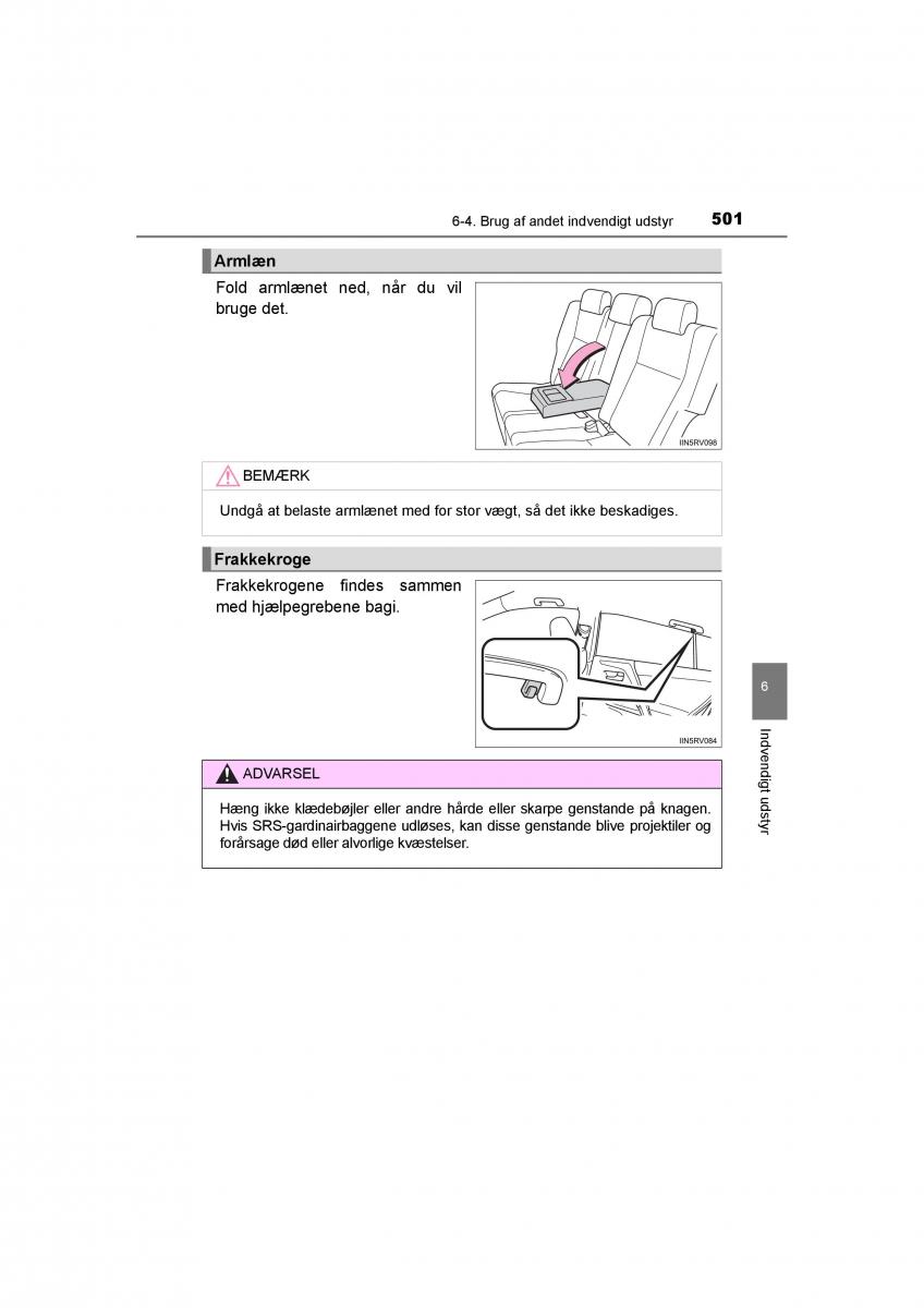 Toyota RAV4 IV 4 Bilens instruktionsbog / page 501