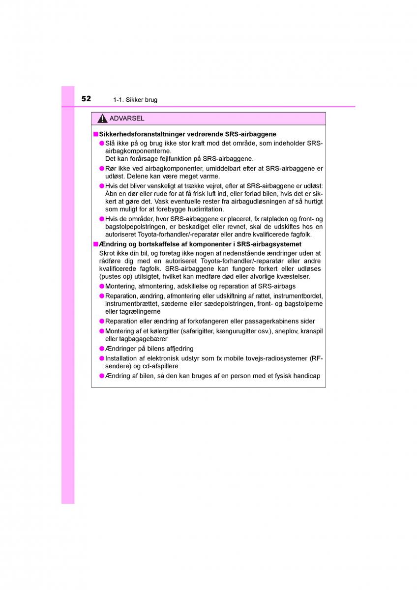 Toyota RAV4 IV 4 Bilens instruktionsbog / page 52