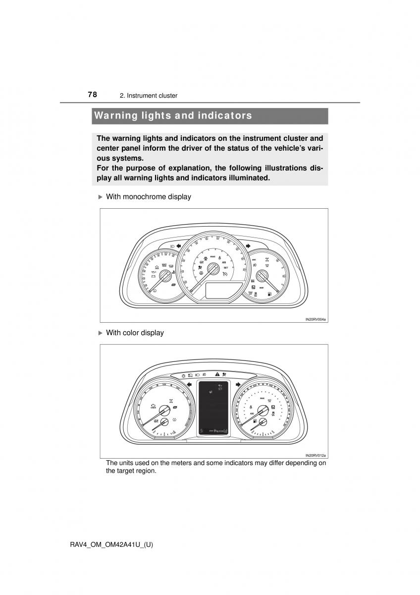 Toyota RAV4 IV 4 owners manual / page 78