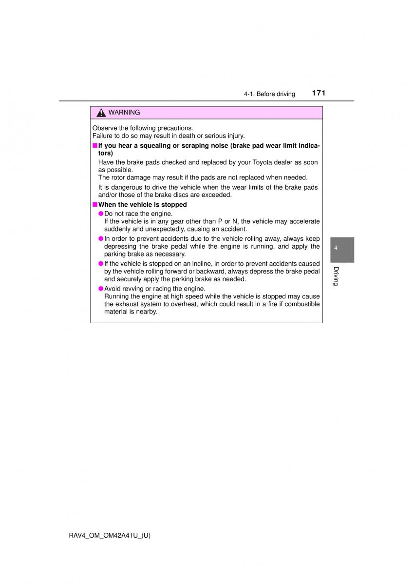 Toyota RAV4 IV 4 owners manual / page 171