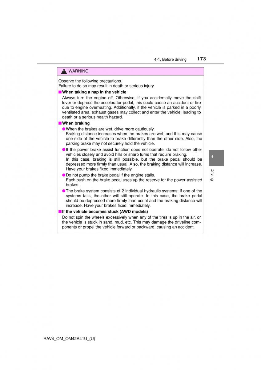 Toyota RAV4 IV 4 owners manual / page 173