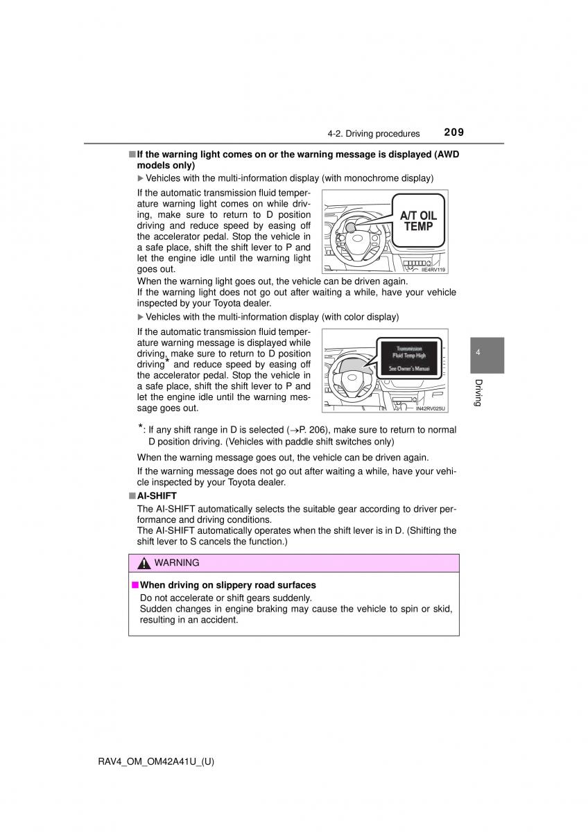 Toyota RAV4 IV 4 owners manual / page 209