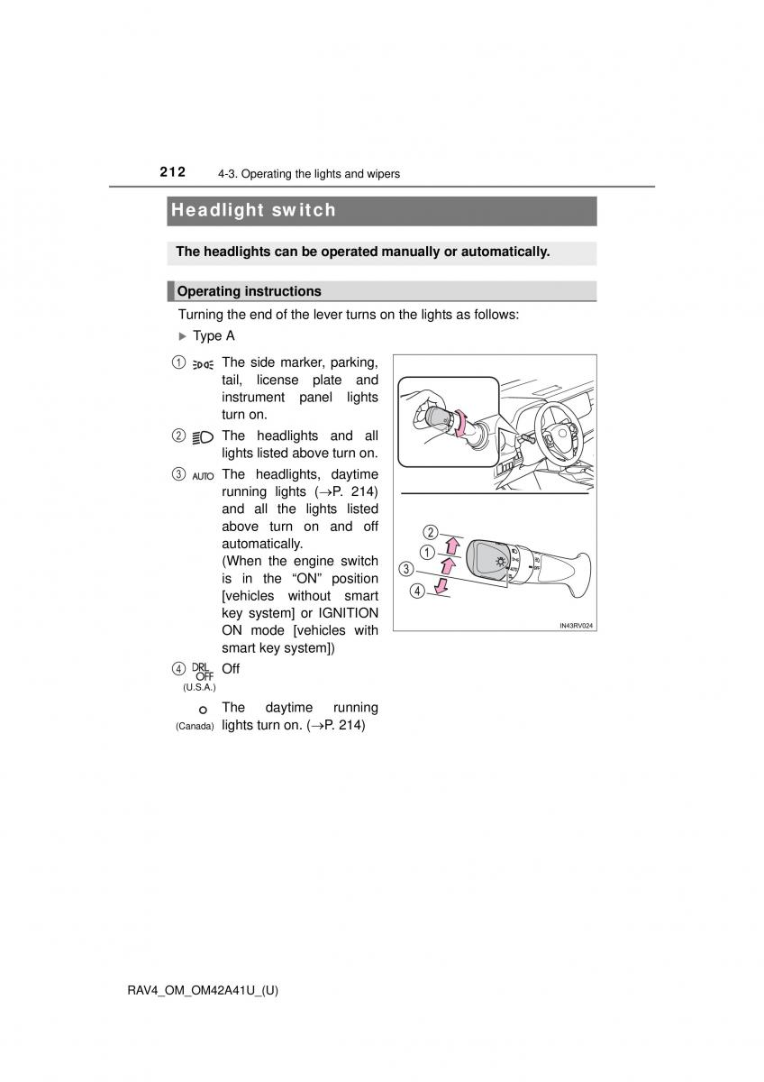 Toyota RAV4 IV 4 owners manual / page 212