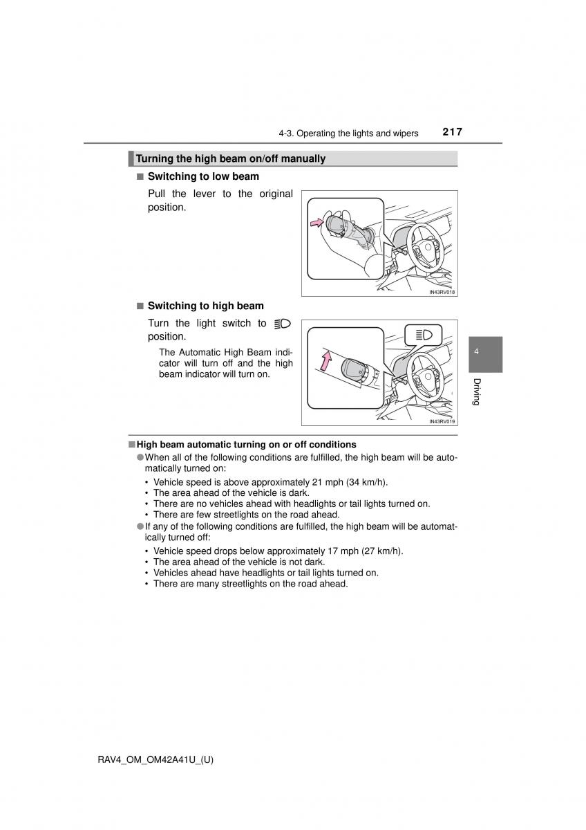 Toyota RAV4 IV 4 owners manual / page 217