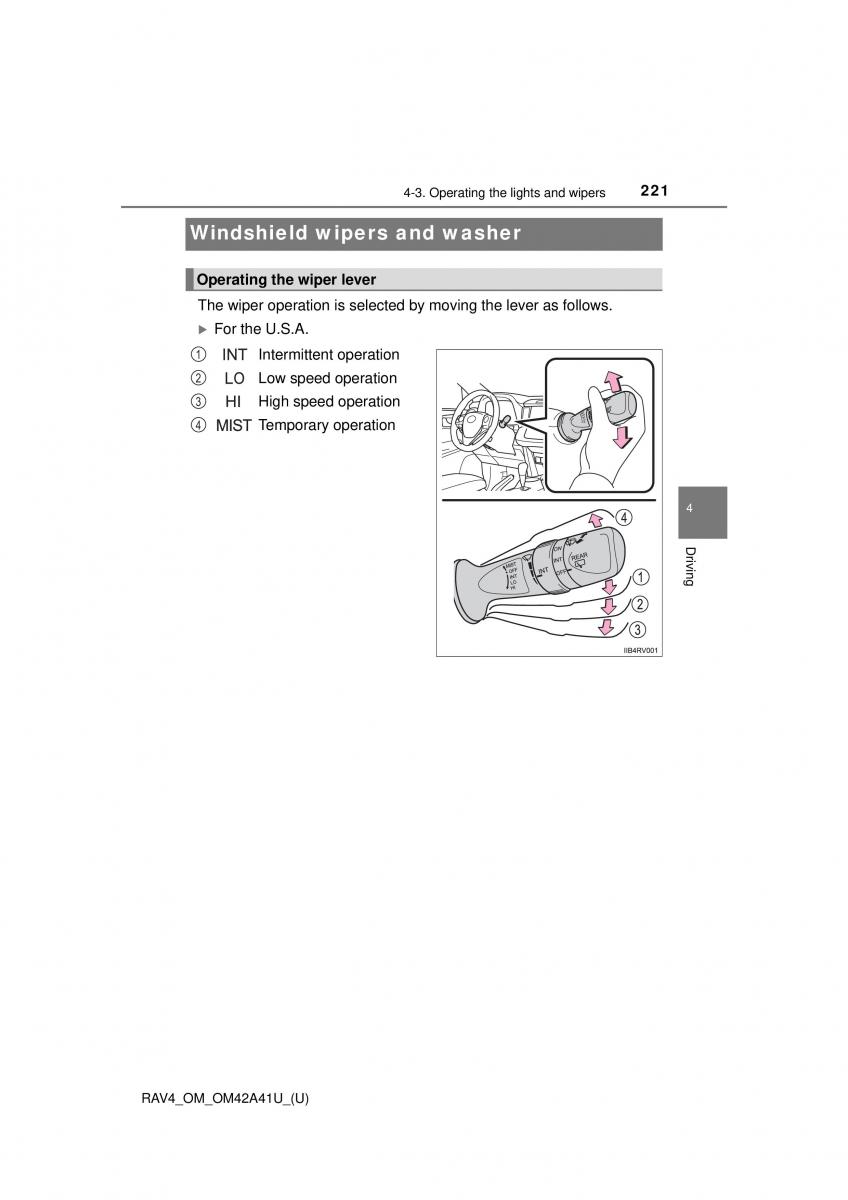 Toyota RAV4 IV 4 owners manual / page 221