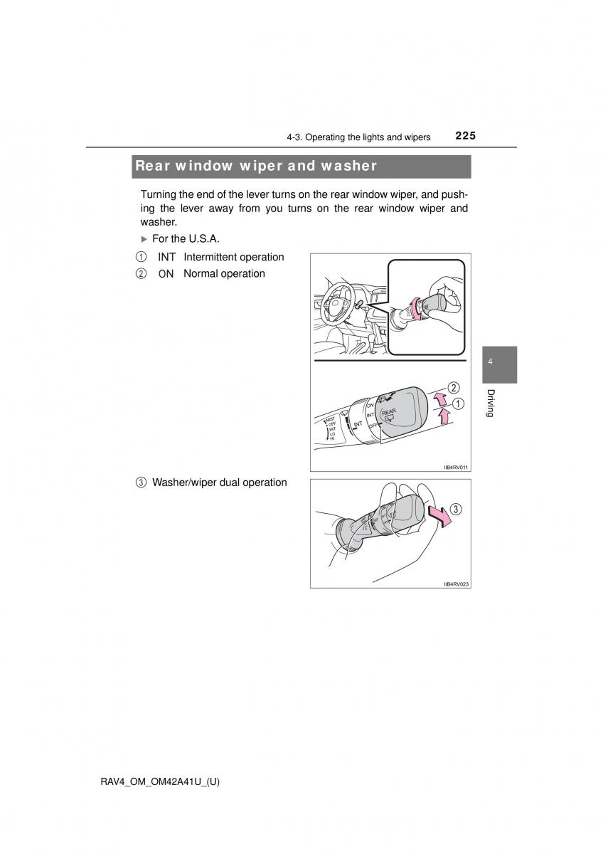 Toyota RAV4 IV 4 owners manual / page 225