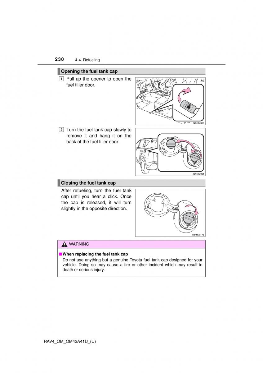 Toyota RAV4 IV 4 owners manual / page 230