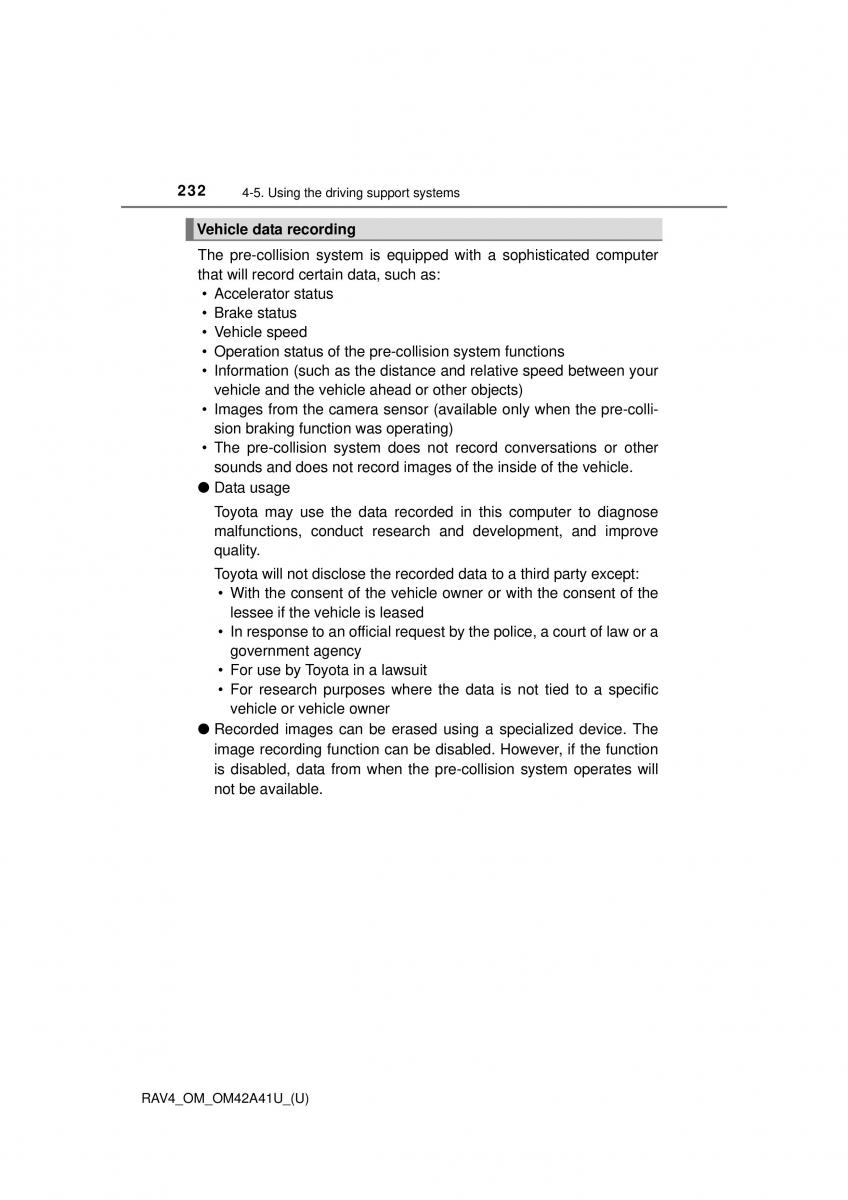 Toyota RAV4 IV 4 owners manual / page 232