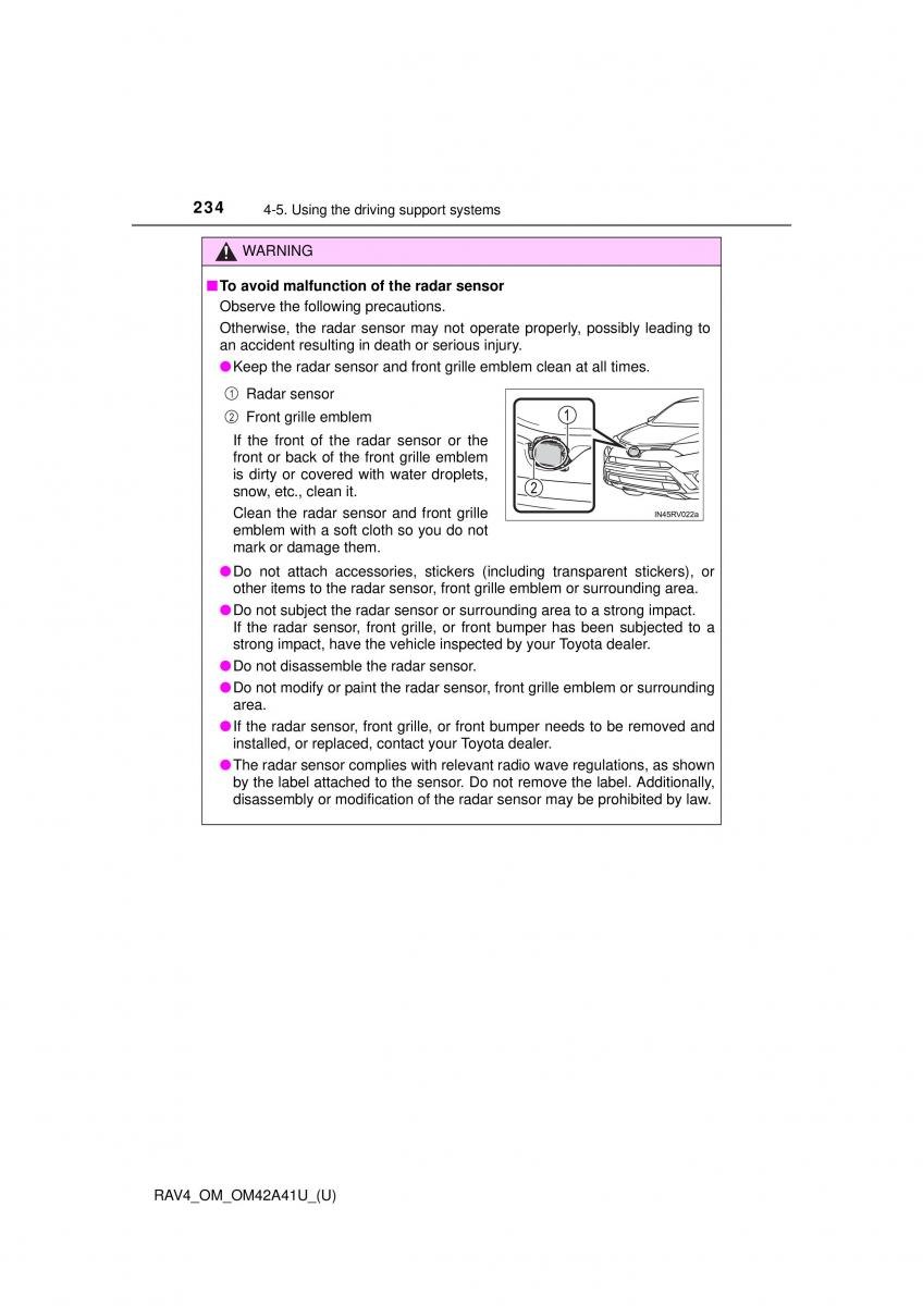 Toyota RAV4 IV 4 owners manual / page 234