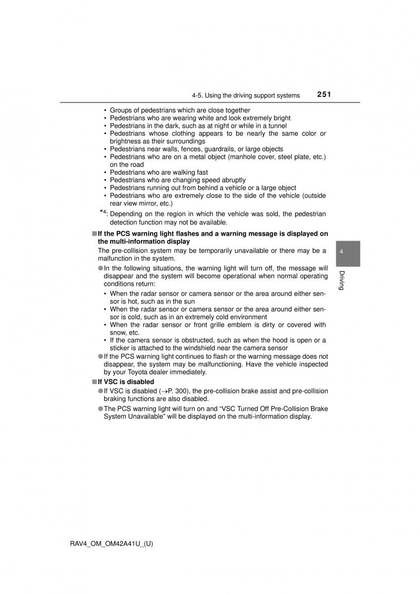 Toyota RAV4 IV 4 owners manual / page 251