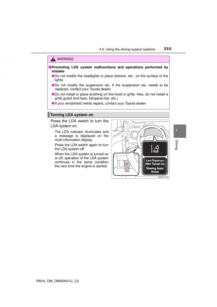 Toyota RAV4 IV 4 owners manual / page 255