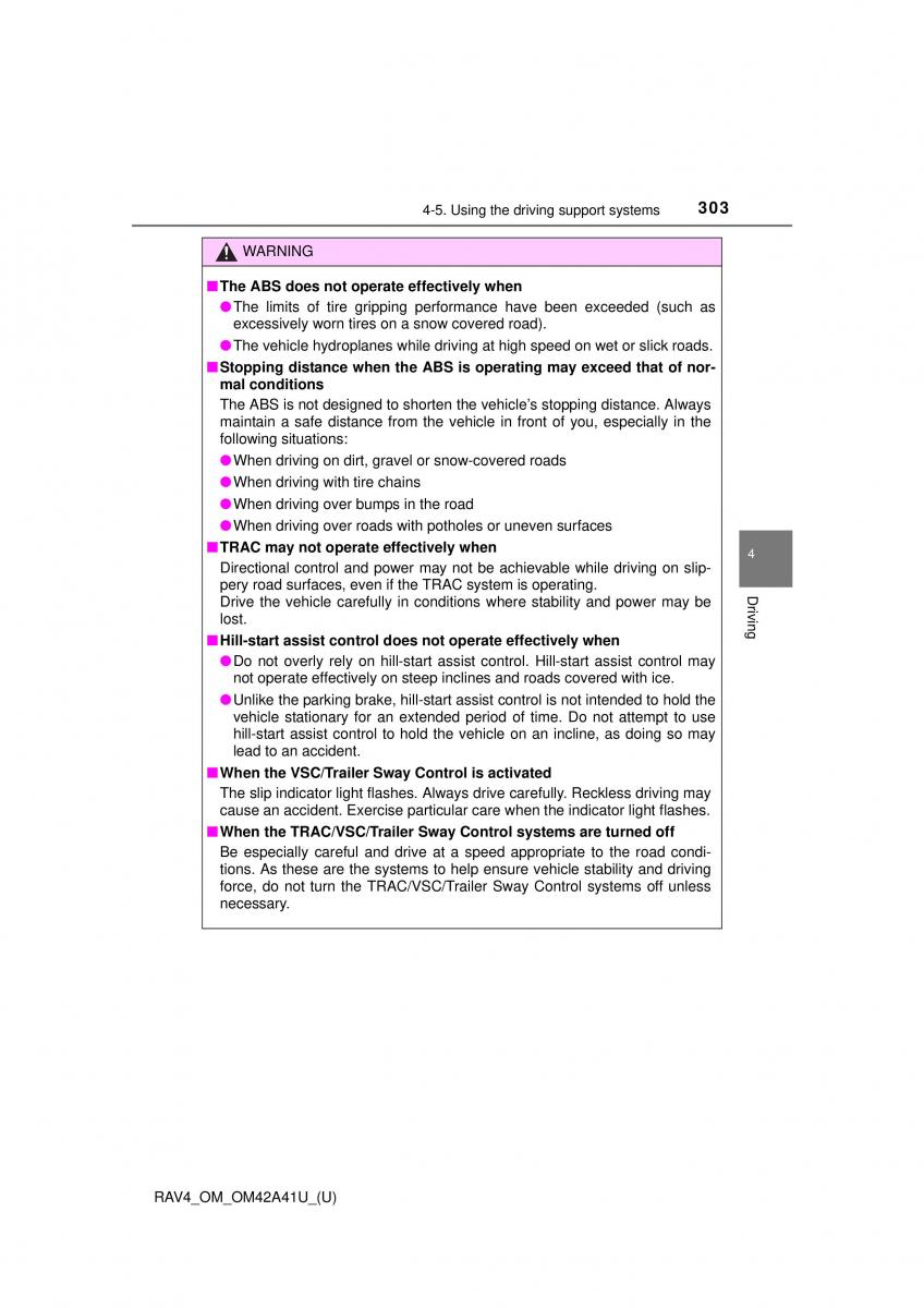 Toyota RAV4 IV 4 owners manual / page 303