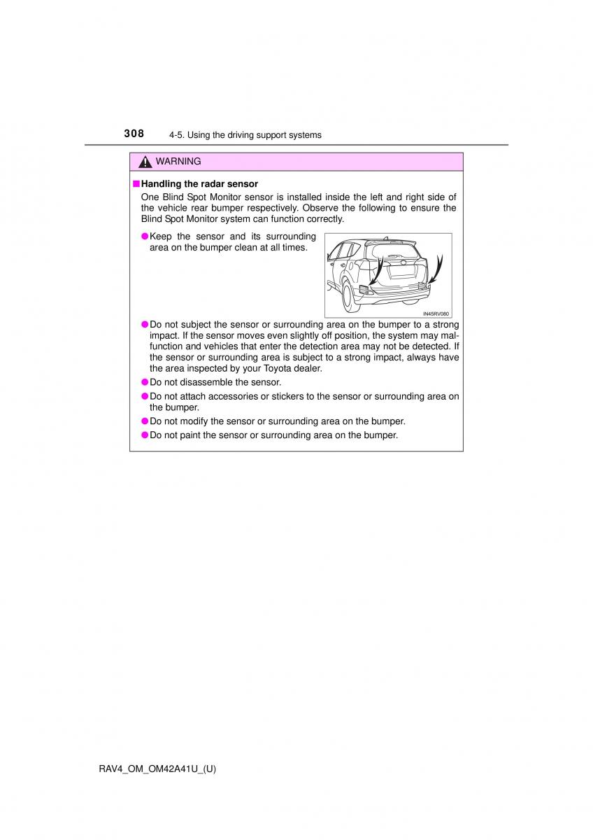 Toyota RAV4 IV 4 owners manual / page 308