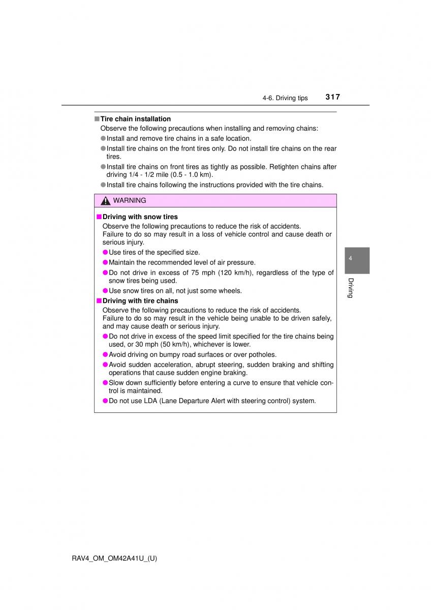 Toyota RAV4 IV 4 owners manual / page 317