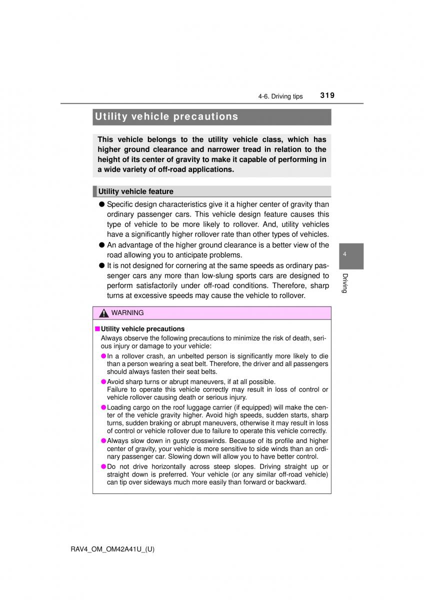 Toyota RAV4 IV 4 owners manual / page 319