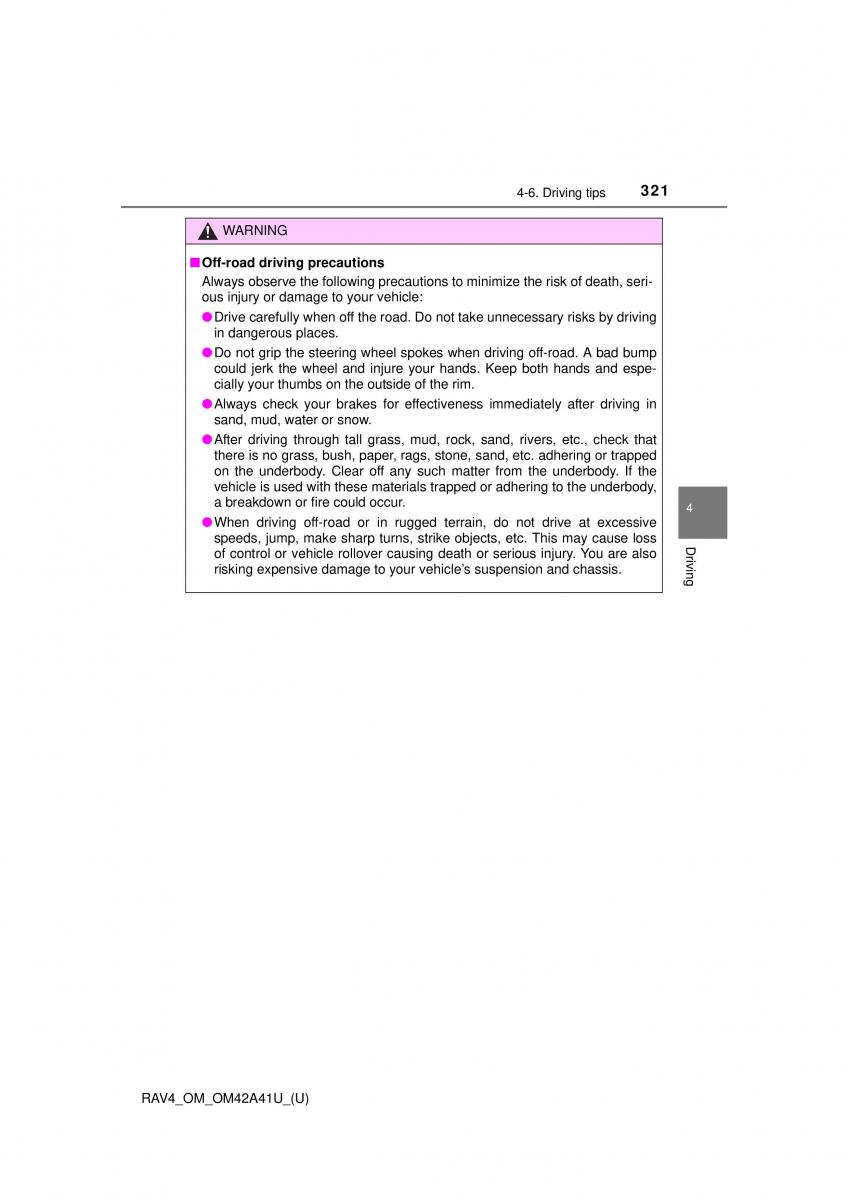 Toyota RAV4 IV 4 owners manual / page 321