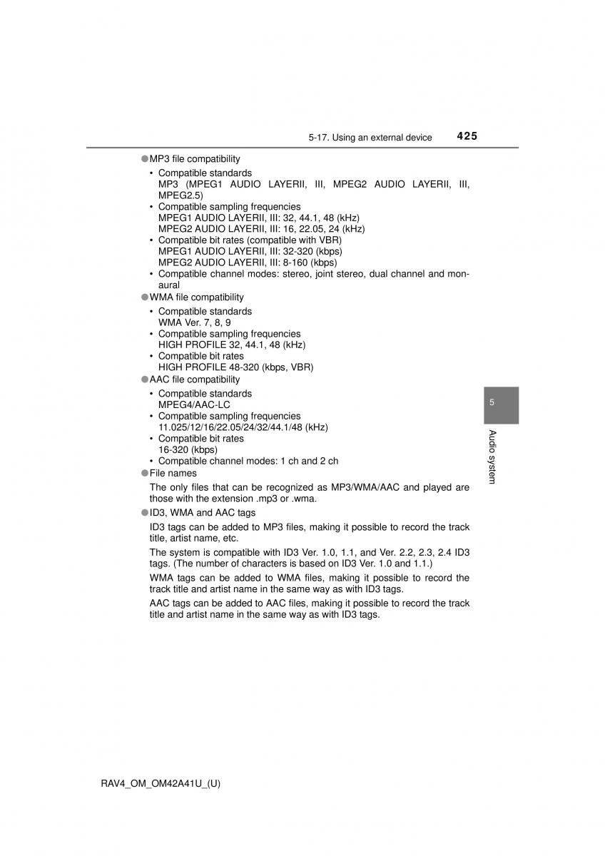 Toyota RAV4 IV 4 owners manual / page 425