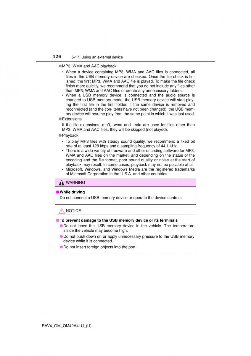 Toyota RAV4 IV 4 owners manual / page 426