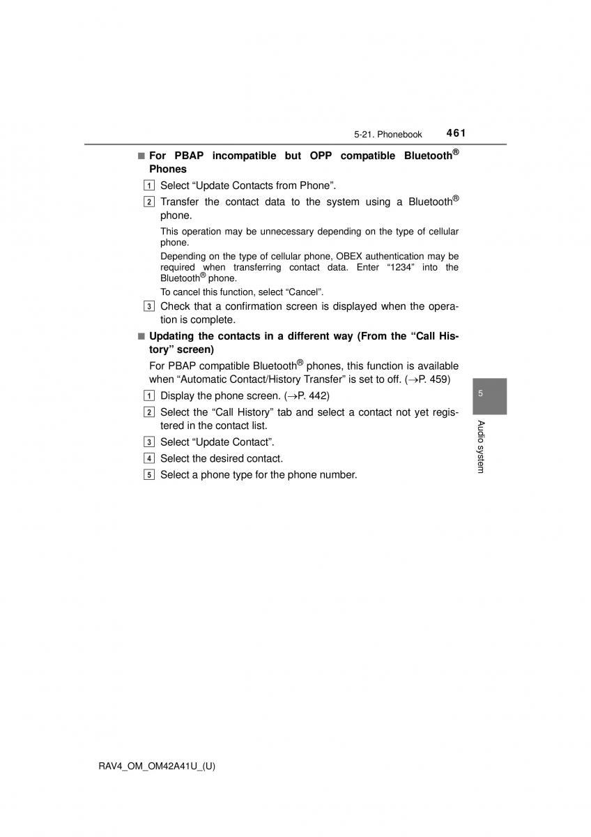 Toyota RAV4 IV 4 owners manual / page 461