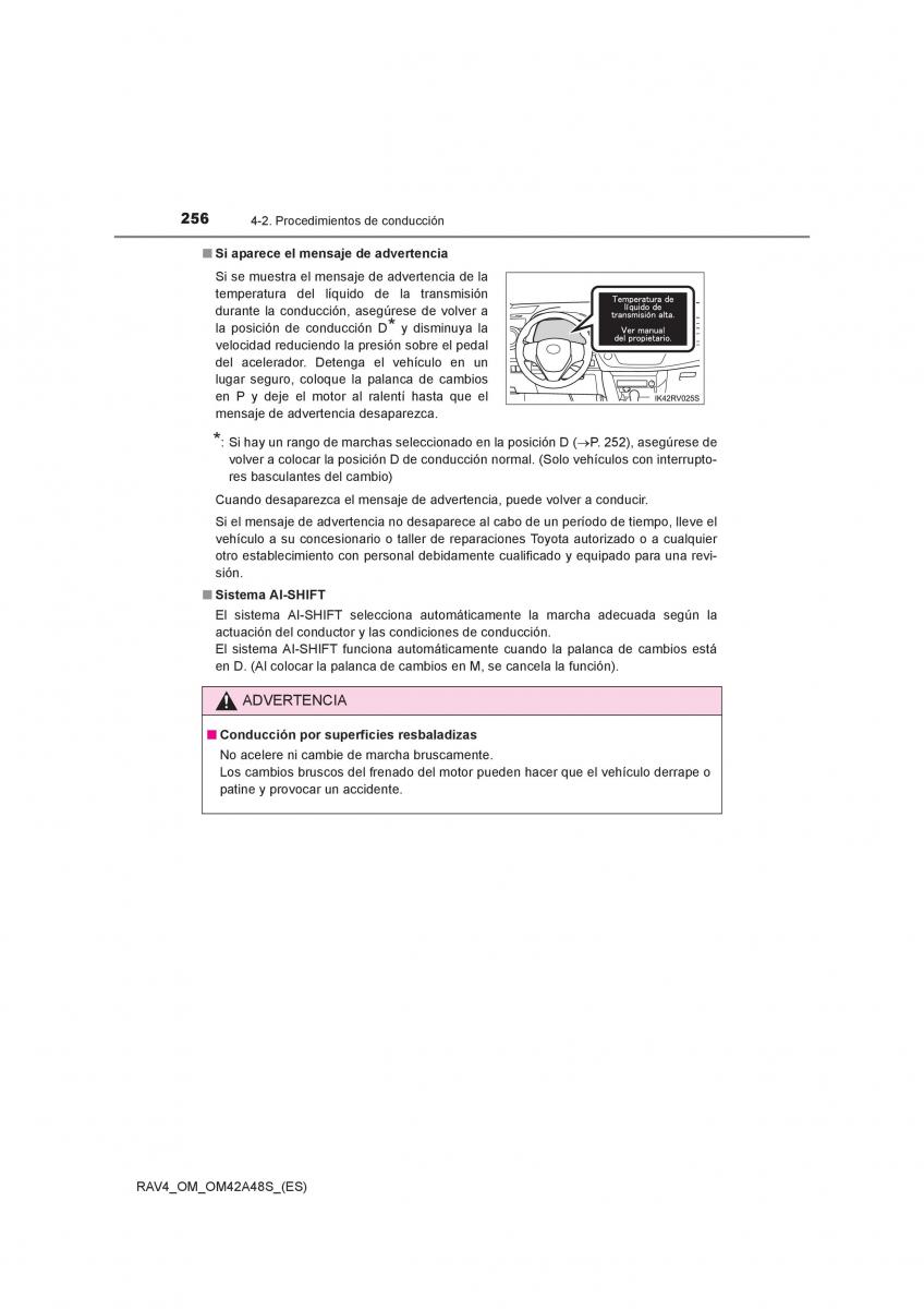 Toyota RAV4 IV 4 manual del propietario / page 256