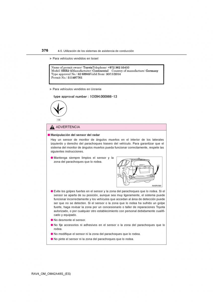 Toyota RAV4 IV 4 manual del propietario / page 376