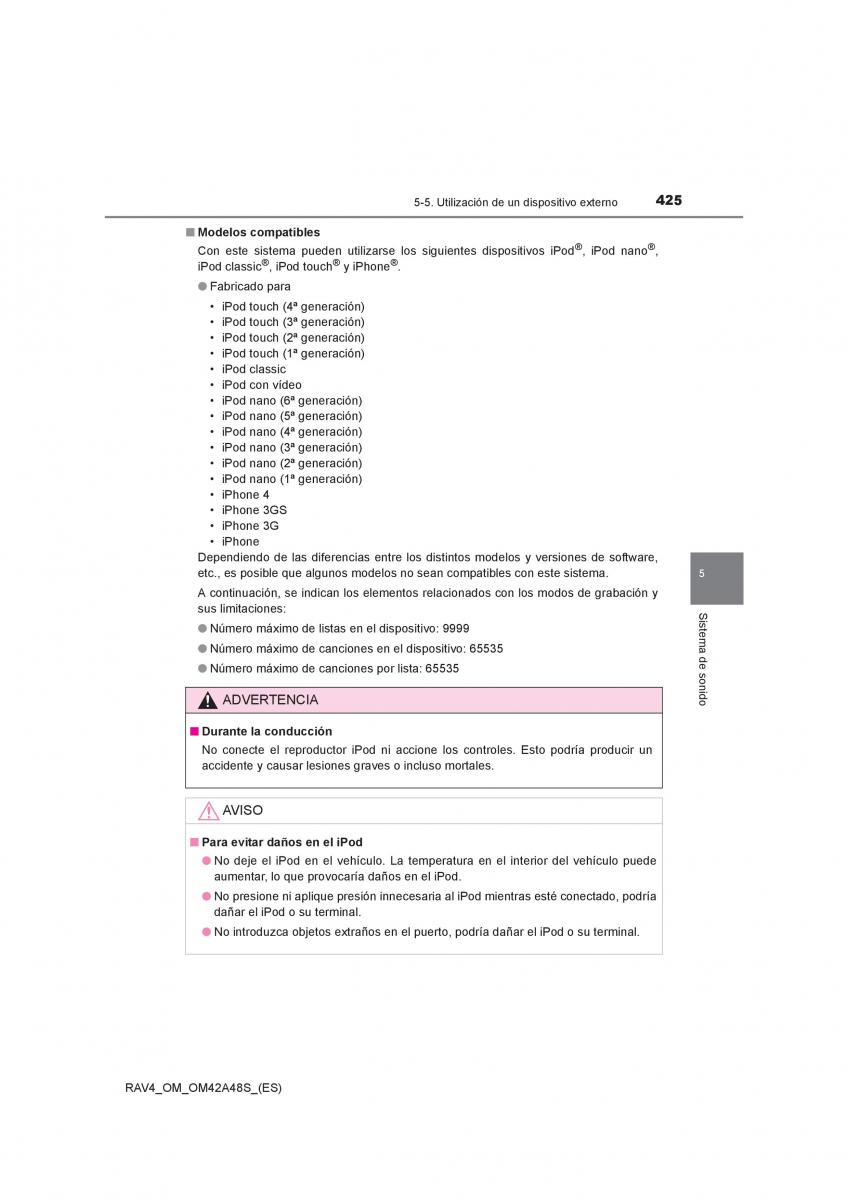 Toyota RAV4 IV 4 manual del propietario / page 425