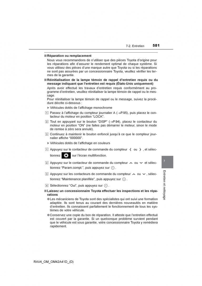 manual  Toyota RAV4 IV 4 manuel du proprietaire / page 582