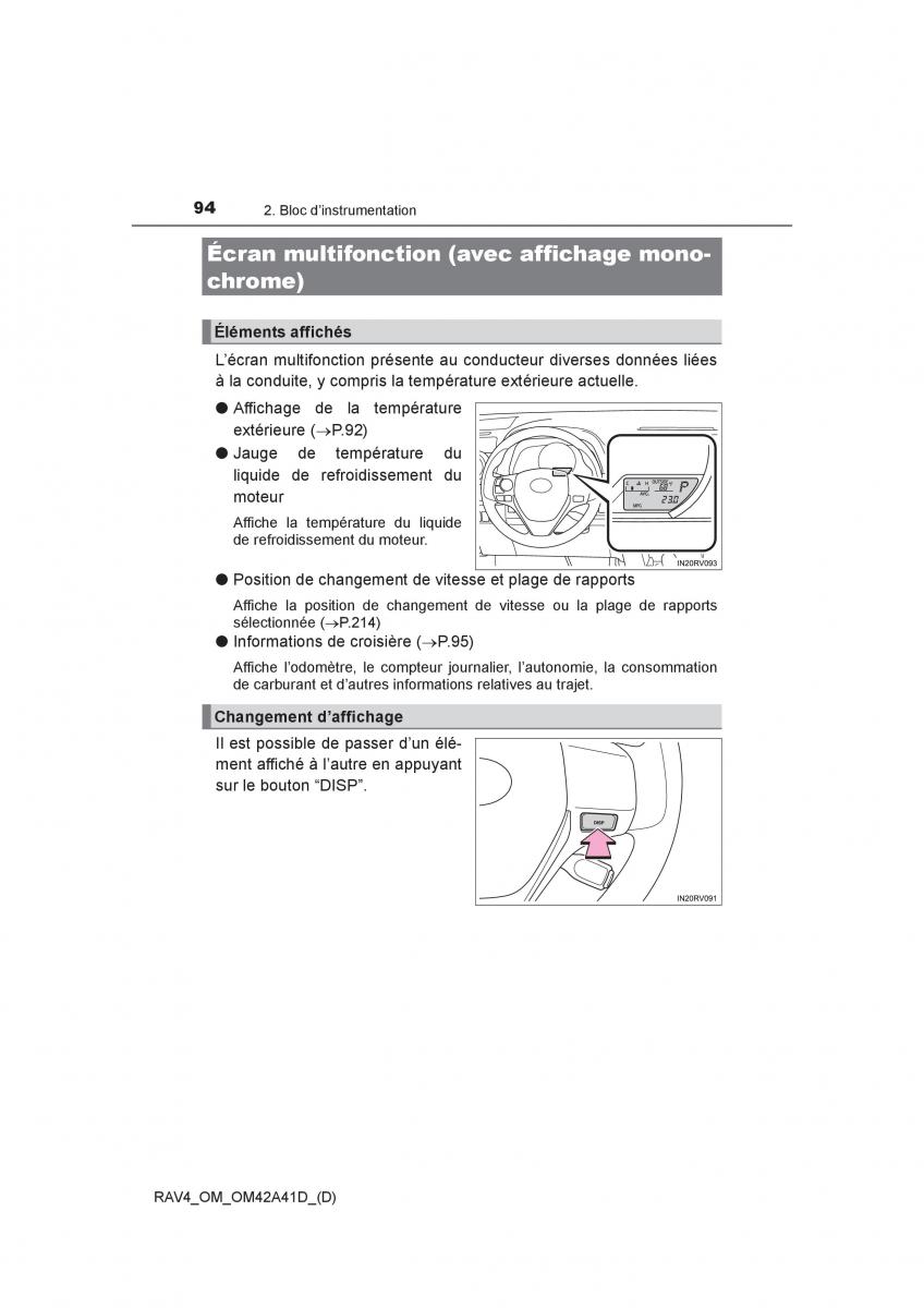 manual  Toyota RAV4 IV 4 manuel du proprietaire / page 95