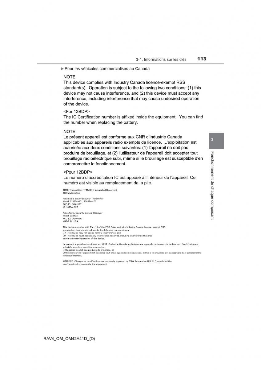 manual  Toyota RAV4 IV 4 manuel du proprietaire / page 114