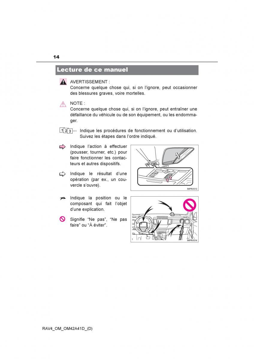 manual  Toyota RAV4 IV 4 manuel du proprietaire / page 15