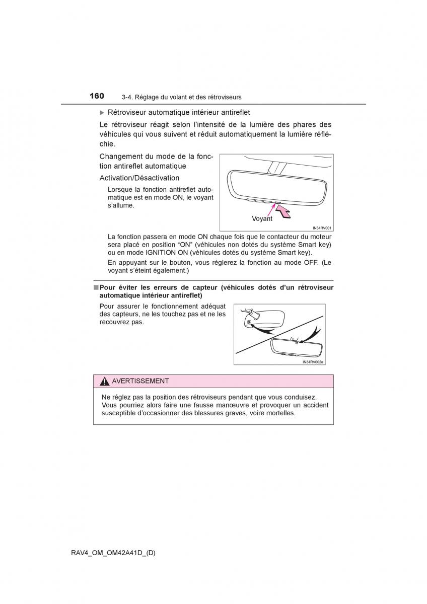 manual  Toyota RAV4 IV 4 manuel du proprietaire / page 161