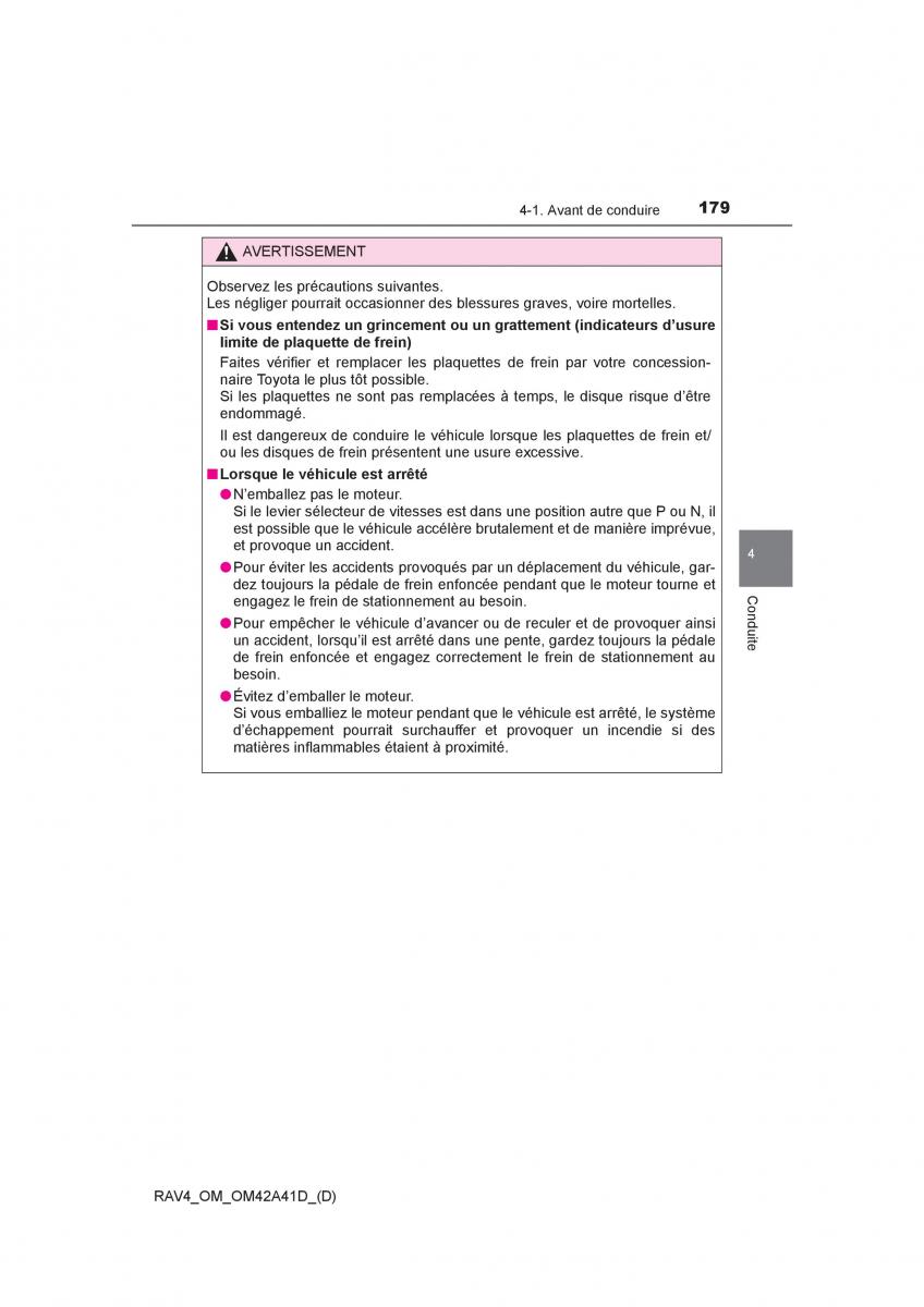 manual  Toyota RAV4 IV 4 manuel du proprietaire / page 180